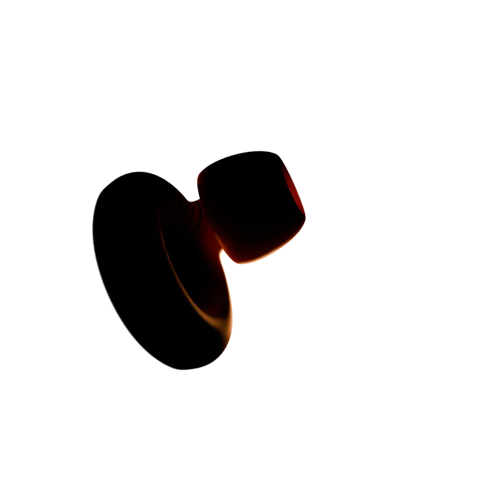 Silhouette render of a Loop earplug on a white background
